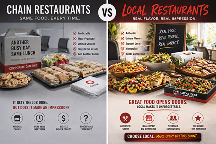 Chain restaurants versus local restaurants catering comparison