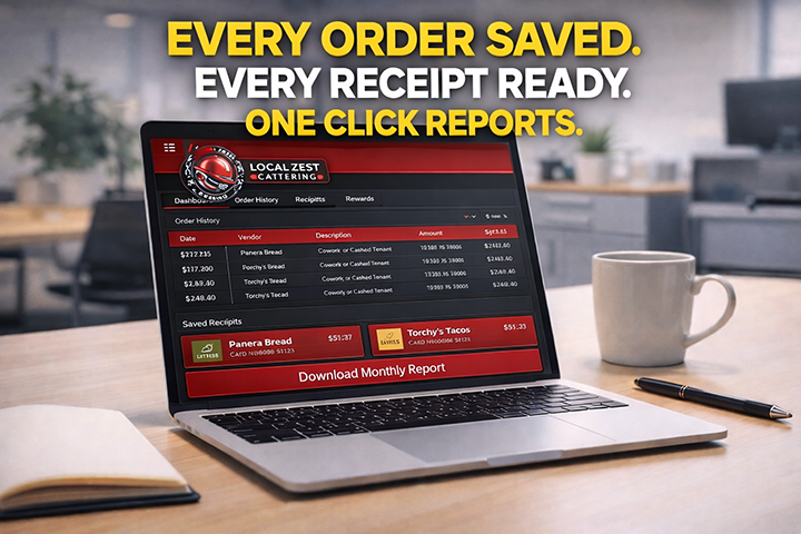 Expense dashboard showing saved receipts and downloadable reports