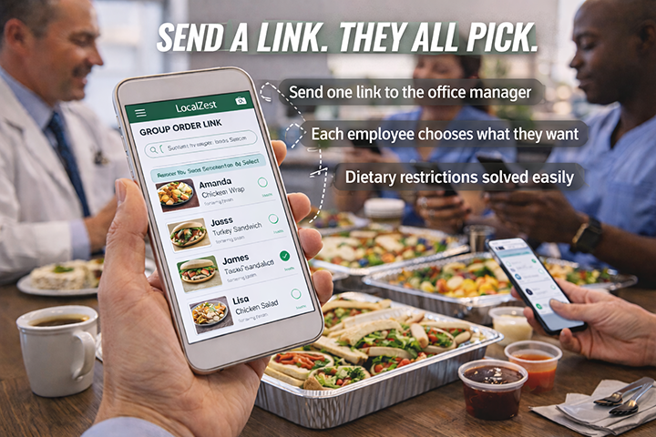 Group ordering phone interface for office catering